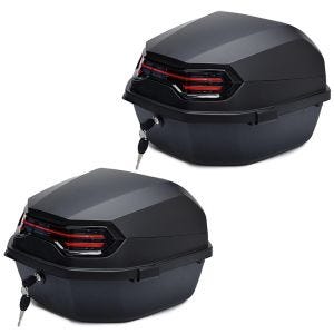 2x motorsykkel toppkoffert Bagtecs BT11 45 liter universal bak sort matt