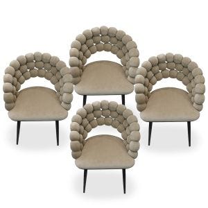 2x spisestuestoler 2 stk Divit SR74 lenestoler lenestoler fløyel treben beige