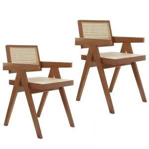2x spisestuestol rottingstol tre setehøyde 47 cm RI29 brun hvit