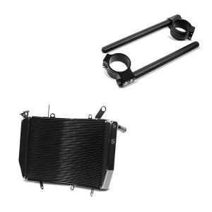 Sett med vannkjølere egnet for Yamaha YZF-R6 08-16 radiatorkjøler med clip-on styre 50mm