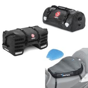 Sett halebag Bagtecs SX70 70Ltr med Drybag XF30 30Ltr og motorsykkelsetepute TPE Gel M