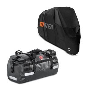 Sett halebag Drybag Bagtecs XB50 50l med motorsykkelpresenning XXL-trekk i svart