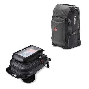 Sett ryggsekk Bagtecs HX5 halebag vanntett 45 liter med hjelmholder og tankbag tankbagmagnet
