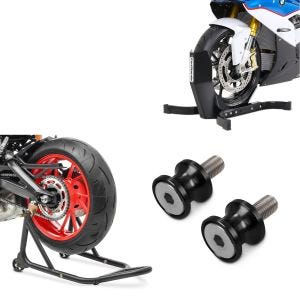 Constands Easy-Plus motorsykkel rocker-sett opp til 21 tommer svart med base bakhjulsmonteringsstativ og racingadapter