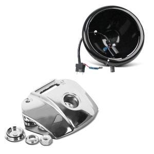 Sett LED frontlyshussett 5,75" og lampeholder egnet for Harley Davidson Craftride