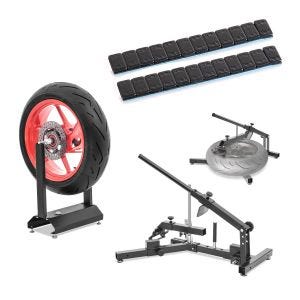Sett med dekkskifter og balanserende vekter ConStands egnet for motorsykkeldekk 12-21" med monteringspasta