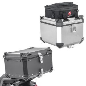 Motorsykkel aluminium toppkoffert Bagtecs XB65 aluminium universal 65 liter svart + ekstra veske egnet for BMW aluminium toppkoffert Bagtecs BF1 aluminium toppkoffert