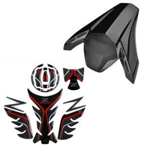 Pillion deksel egnet for Kawasaki Z 900 17-19 pillion sete trekk svart + tank pute sett tank cap protector TPS rød