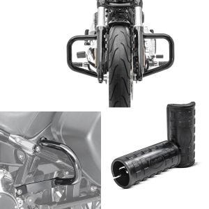 Sadelveske beskyttelsesstang egnet for Harley Davidson Sport Glide 18-24 Craftride TG7 + gummiputer fotputer egnet for crashbar Bart 38mm + crashbar Bart i svart