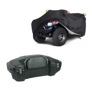 Quad top koffert ATV koffert bak bak koffert transportboks Bagtecs QT4 96 liter + presenning Quad XL 190T ATV deksel med håndtak svart
