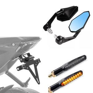 Styreendespeil Craftride RL1 par sort + skiltholder KH4 skiltholder med LED-belysning + 2x kjørelysblinklys KP6 LED med E-merke 2 stk.