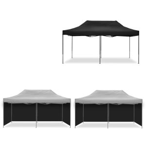 Racingtelt 3x6m sammenleggbar Tourtecs sammenleggbar paviljong for racerbanen + 8x paviljong svarte sidevegger sammenleggbare teltvegger egnet for racertelt 3x6m