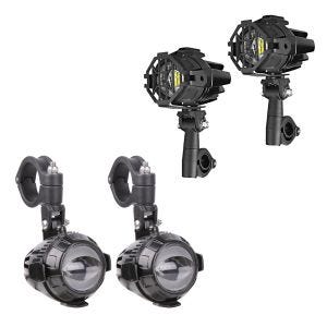 LED-tilleggslykter med kollisjonsstangholder Lumitecs MS1 ECE 12V inkl. ledningsnettpar + 2x LED-tåkelys med kollisjonsstangholder og beskyttelsesgitter S22X