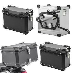 Motorsykkel aluminiumskasse Bagtecs XW30 30 liter universal svart høyre + sidekasse monteringssett / adapter 16-18mm rundt og firkantet rør + motorsykkel aluminium toppkoffert