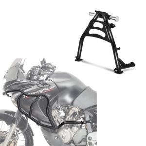 Crash bar egnet for Honda Transalp XL 650 V 00-07 tankbeskyttelsesstang Motoguard HG12 svart + hovedstativ midtstativ med ABE