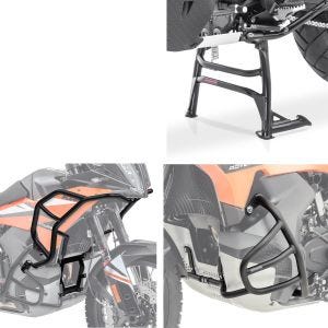 Crash bar egnet for KTM 790 / 890 Adventure / R 23-24 Motoguard HG18 svart + hovedstativ midtstativ + crash bar SG32
