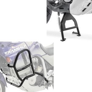 Crash bar egnet for Honda Transalp XL 600 V 87-99 Motoguard MK17 + hovedstativ midtstativ i sort med ABE