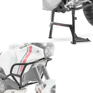 Crash bar egnet for Ducati DesertX 22-24 Motoguard MK13 svart + hovedstativ midtstativ