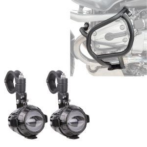 Krossbøyle egnet for BMW R 1150 GS 00-04 Motoguard SG34 + LED-tilleggslykt med stangfeste MS1 tåkelys ECE 12V inkl. ledningspar