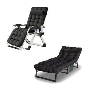Hagestol sammenleggbar Divit SR11 fluktstol solseng med metallpute svart + solseng med pute KL3