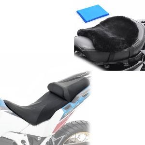 Sett: Komfortbenk egnet for Honda Africa Twin 1100 / Adventure Sport 20-24 Tourtecs TG11 + sittepute med gelpute LG14 lammeskinn 32 x 27 cm
