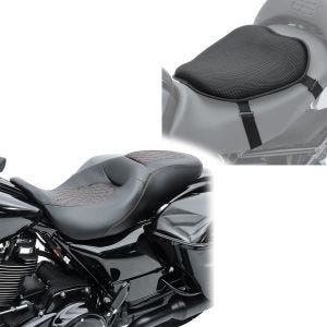 Sett: sete egnet for Harley Davidson Touring 09-24 Craftride RH5 svart + gel setepute Tourtecs L komfortpute