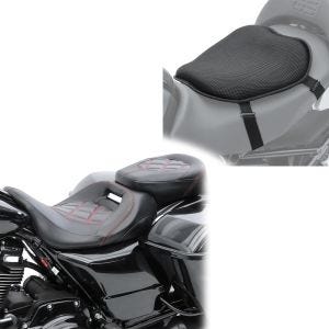 Sett: sete egnet for Harley Davidson Touring 09-24 Craftride RH3 svart-rød + gel setepute Tourtecs L komfortpute