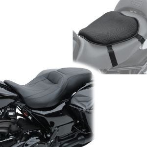 Sett: sete egnet for Harley Davidson Touring 09-24 Craftride RH4 svart + gel setepute Tourtecs L komfortpute