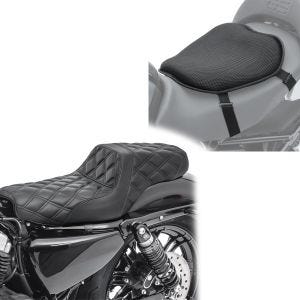 Sett: Dobbelt sete egnet for Harley Davidson Sportster 04-20 Craftride SP4 svart + gel setepute Tourtecs L komfortpute