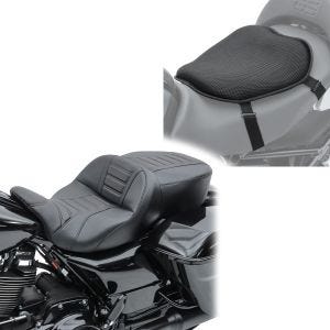 Sett: Motorsykkelsete Craftride TG23 sete egnet for Harley Davidson Touring 97-07 svart + gel setepute Tourtecs L komfortpute