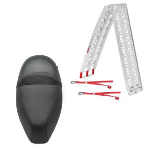 Sett: adkomstrampe opp til 340 kg ConStands Alu-I sammenleggbar + benk egnet for Piaggio Zip 50 100 125 SP4 benk komplett