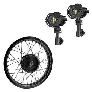 Sett: 2x LED-tåkelys Lumitecs S22X + felg 1,85x16 bred passer til Simson S51 S50 S70 Schwalbe KR51 AF21 svart
