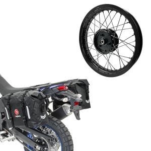 Sett: Sadelvesker Bagtecs WP8 2x30L sideveske med rullelukking + kant 2,15x16 bred egnet for Simson S51 S50 S70 Schwalbe KR51 AF22 svart