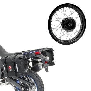 Sett: Sadelvesker Bagtecs WP8 2x30L sideveske med rullelukking + kant 2,5x16 bred egnet for Simson S51 S50 S70 Schwalbe KR51 AF23 svart