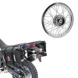 Sett: Saddlebags Bagtecs WP8 2x30L sideveske med rullelukking + kant 2,15x16 bred egnet for Simson S51 S50 S70 Schwalbe KR51 AF25