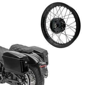 Sett: Chopper sidevesker (par) Craftride Nevada 20 L hver sort + felg 2,15x16 bred egnet for Simson S51 S50 S70 Schwalbe KR51 AF22 svart