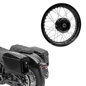 Sett: Chopper sidevesker (par) Craftride Nevada 20 L hver sort + felg 2,5x16 bred egnet for Simson S51 S50 S70 Schwalbe KR51 AF23 svart