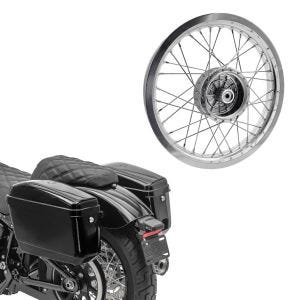Sett: Chopper sidevesker (par) Craftride Nevada 20 L hver sort + felg 2,15x16 bred egnet for Simson S51 S50 S70 Schwalbe KR51 AF25