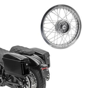 Sett: Chopper sidevesker (par) Craftride Nevada 20 L hver sort + felg 2,5x16 bred egnet for Simson S51 S50 S70 Schwalbe KR51 AF26