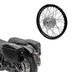 Sett: Chopper sidevesker (par) Craftride Nevada 20 L hver sort + felg aluminium 1,6x16 egnet for Simson S51 S50 S70 Schwalbe KR51 AF28 svart