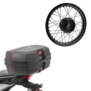 Sett: Topcase Bagtecs TB8 45 L + felg 1,85x16 bred passer for Simson S51 S50 S70 Schwalbe KR51 AF21 svart