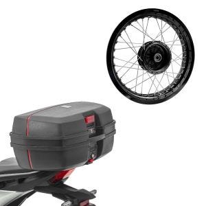 Sett: Topcase Bagtecs TB8 45 L + felg 2,5x16 bred passer for Simson S51 S50 S70 Schwalbe KR51 AF23 svart