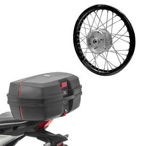 Sett: Topcase Bagtecs TB8 45 L + felg aluminium 1,6x16 passer for Simson S51 S50 S70 Schwalbe KR51 AF28 svart