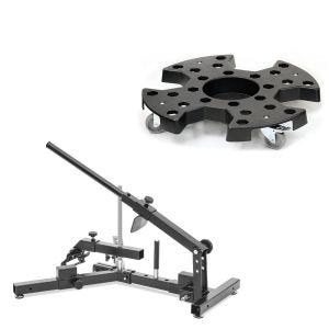 Sett: Dekkskifter ConStands egnet for motorsykkeldekk 12-21" dekkskifter MD4 + dekkrullebrett RR1 for transport av dekk