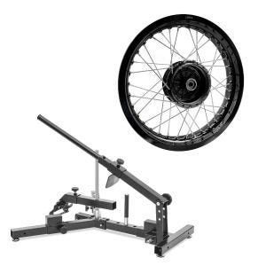 Sett: Dekkskifter ConStands egnet for motorsykkeldekk 12-21" dekkskifter MD4 + felg 2,5x16 bred egnet for Simson S51 S50 S70 Schwalbe KR51 AF23 svart