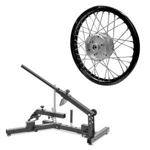 Sett: Dekkskifter ConStands egnet for motorsykkeldekk 12-21" dekkskifter MD4 + felg aluminium 1,6x16 egnet for Simson S51 S50 S70 Schwalbe KR51 AF28 svart