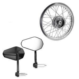 Sett: styreendespeil med E-merke bakspeilpar Zaddox SP6 + felg 2,15x16 bred egnet for Simson S51 S50 S70 Schwalbe KR51 AF25