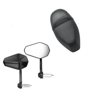 Sett: styrespeil med E-merke, sidespeilpar Zaddox SP6 + sete egnet for Piaggio Zip 50 100 125 SP4 sete