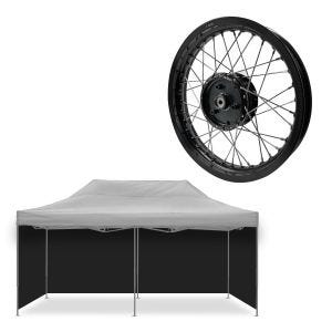Sett: 4x paviljong sorte sidevegger sammenleggbare Tourtecs teltvegger egnet for racingtelt 3x6m + felg 2,15x16 bred egnet for Simson S51 S50 S70 Schwalbe KR51 AF22 svart