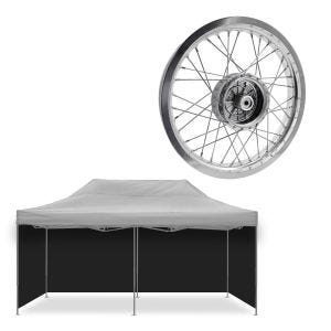 Sett: 4x paviljong sorte sidevegger sammenleggbare Tourtecs teltvegger egnet for racingtelt 3x6m + felg 2,15x16 bred egnet for Simson S51 S50 S70 Schwalbe KR51 AF25